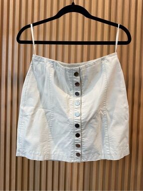 Free People White Button-Front Mini Skirt
